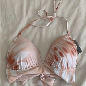 Light push-up pink bikini with ties at neck & back